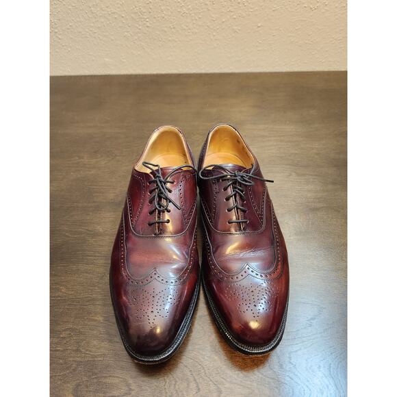 JOHNSTON & MURPHY Men\'s Leather Ombr Wingtip Burgundy Dress Shoes Size  8.5